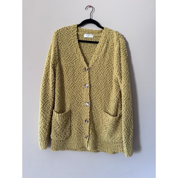 Zena Sweaters - New Zenana Outfitters Popcorn Cardigan Size Medium Mustard Button Front Pockets
